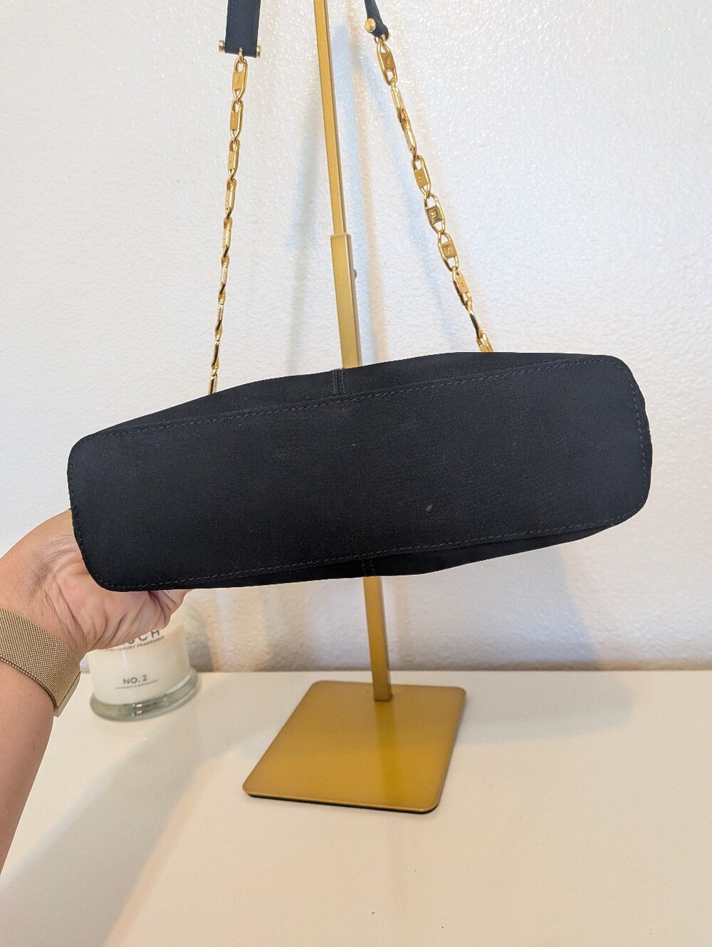 Poloma Picasso Black Long Drop Gold Chain Shoulder Bag Euc - Picture 3 of 10